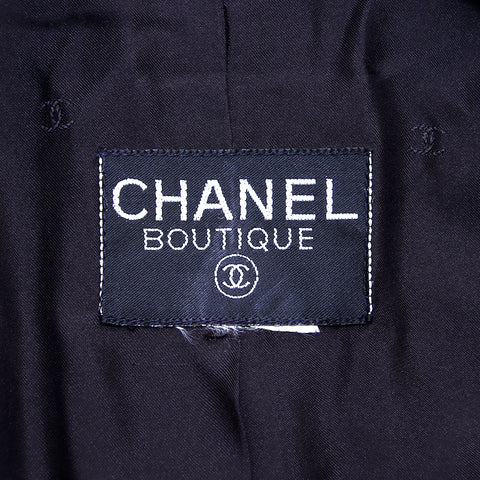 Chanel Coco Button 1990er Jacke Seide Schwarz WS2791