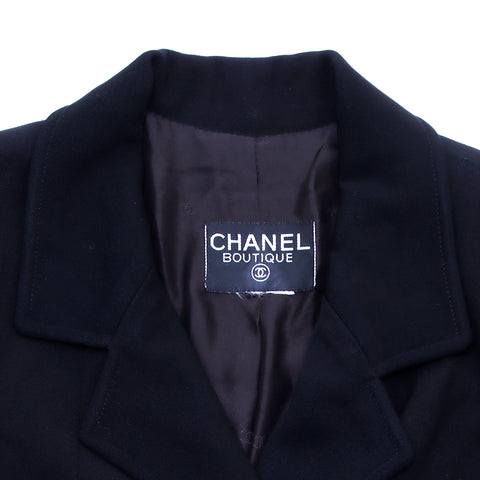 Chanel Coco Button 1990s Jacket Silk Black WS2791