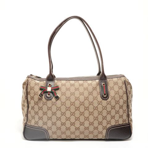 GUCCI GG Canvas Shelly Ribbon Tote Bag beige WS27920