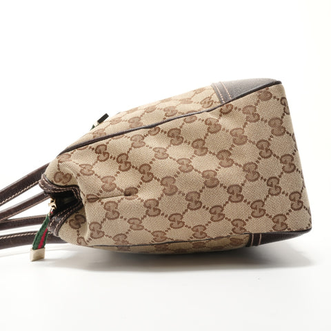 GUCCI GG Canvas Shelly Ribbon Tote Bag beige WS27920