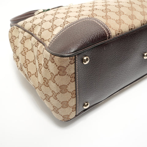 GUCCI GG Canvas Shelly Ribbon Tote Bag beige WS27920