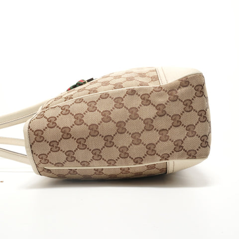 GUCCI GG Canvas Shelly Ribbon Tote Bag beige WS27922