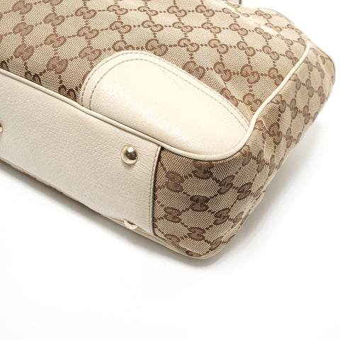 GUCCI GG Canvas Shelly Ribbon Tote Bag beige WS27922