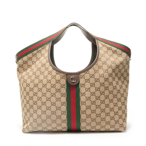 GUCCI GG Canvas Sherry Giglio Tote Bag beige WS27927