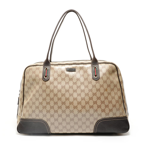 GUCCI Sherry Line GG Crystal Gold Metal GG Canvas Boston bag beige WS27932