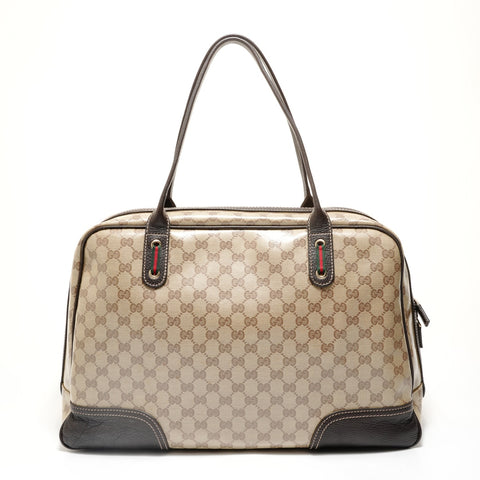 GUCCI Sherry Line GG Crystal Gold Metal GG Canvas Boston bag beige WS27932