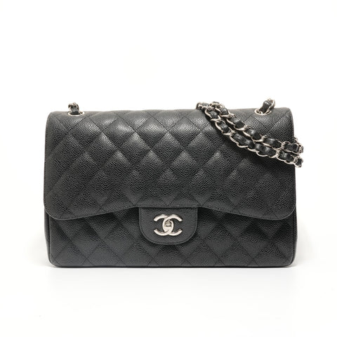 CHANEL Matelass 30 Double Flap Caviar Skin, Series 15 Shoulder Bag black WS27933