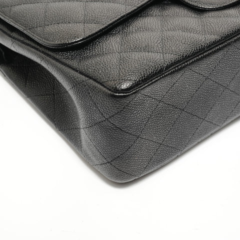 CHANEL Matelass 30 Double Flap Caviar Skin, Series 15 Shoulder Bag black WS27933