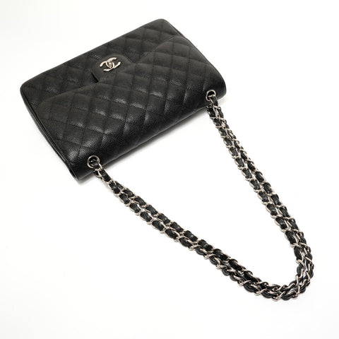 CHANEL Matelass 30 Double Flap Caviar Skin, Series 15 Shoulder Bag black WS27933