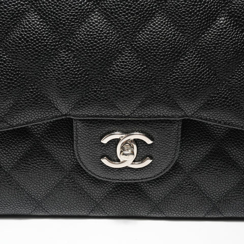 CHANEL Matelass 30 Double Flap Caviar Skin, Series 15 Shoulder Bag black WS27933