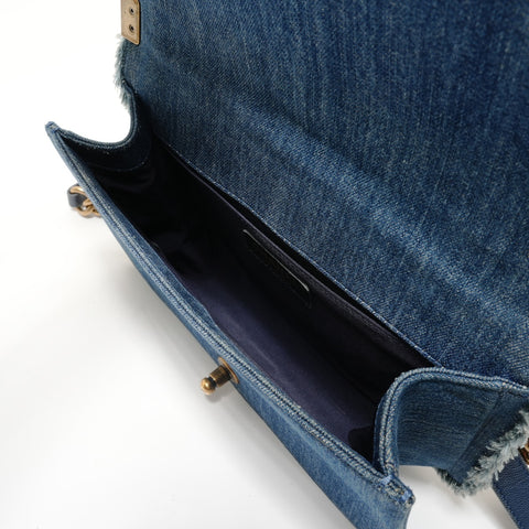 CHANEL Item No. 21: COCO Mark Boy Chanel Denim Shoulder Bag Navy WS27935