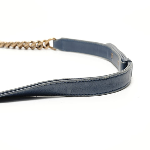 CHANEL Item No. 21: COCO Mark Boy Chanel Denim Shoulder Bag Navy WS27935