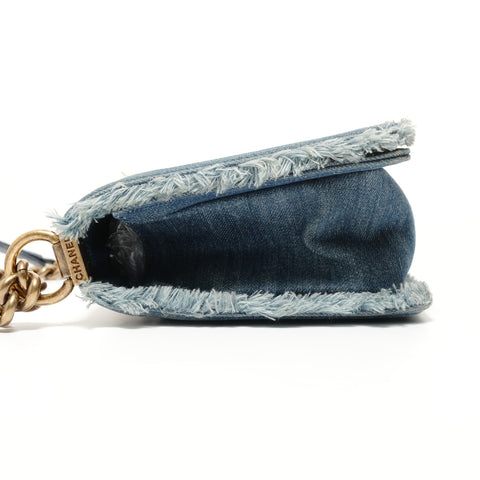 CHANEL Item No. 21: COCO Mark Boy Chanel Denim Shoulder Bag Navy WS27935