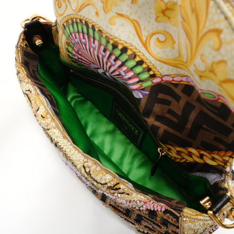 FENDI Fenderche Baguette Bead Embroidery Shoulder Bag multicolor WS27936