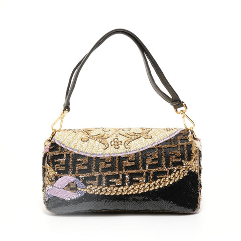 FENDI Fenderche Baguette Bead Embroidery Shoulder Bag multicolor WS27936