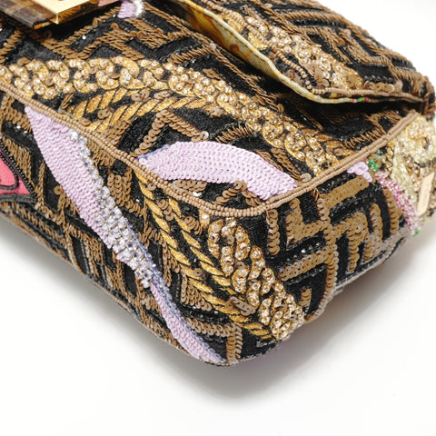 FENDI Fenderche Baguette Bead Embroidery Shoulder Bag multicolor WS27936