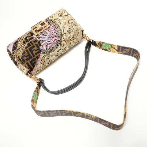 FENDI Fenderche Baguette Bead Embroidery Shoulder Bag multicolor WS27936