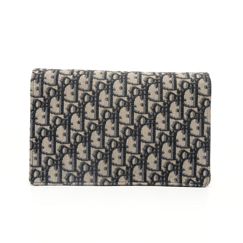 Christian Dior Saddle Chain Pouch Medium Shoulder Bag Navy WS27937