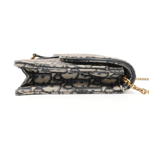 Christian Dior Saddle Chain Pouch Medium Shoulder Bag Navy WS27937