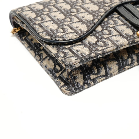 Christian Dior Saddle Chain Pouch Medium Shoulder Bag Navy WS27937