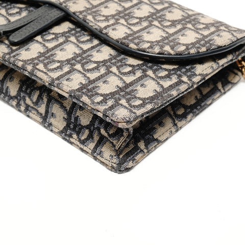Christian Dior Saddle Chain Pouch Medium Shoulder Bag Navy WS27937