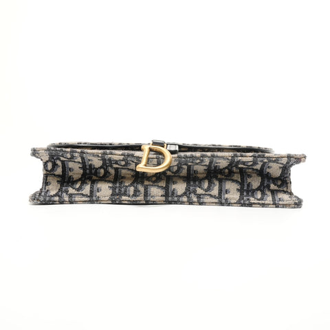 Christian Dior Saddle Chain Pouch Medium Shoulder Bag Navy WS27937