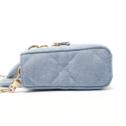 Christian Dior 2022 Medium Denim Cannage Satchel Bag Shoulder Bag blue WS27938