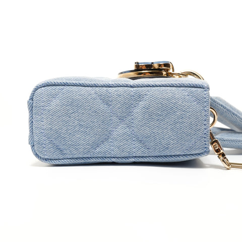 Christian Dior 2022 Medium Denim Cannage Satchel Bag Shoulder Bag blue WS27938