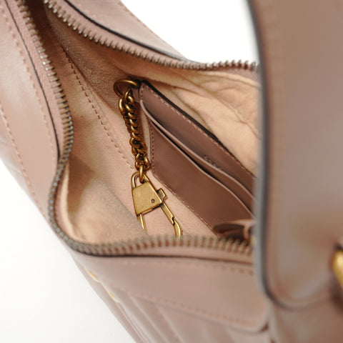 GUCCI Gucci GG Marmont half-moon shaped mini bag, pink beige Shoulder Bag beige WS27939