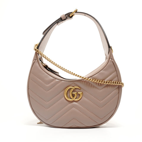 GUCCI Gucci GG Marmont half-moon shaped mini bag, pink beige Shoulder Bag beige WS27939