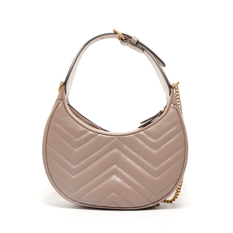 GUCCI Gucci GG Marmont half-moon shaped mini bag, pink beige Shoulder Bag beige WS27939