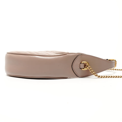 GUCCI Gucci GG Marmont half-moon shaped mini bag, pink beige Shoulder Bag beige WS27939