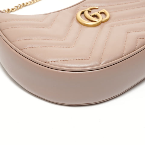 GUCCI Gucci GG Marmont half-moon shaped mini bag, pink beige Shoulder Bag beige WS27939