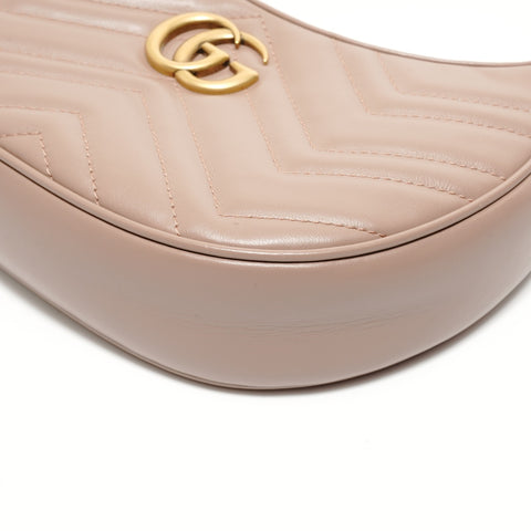 GUCCI Gucci GG Marmont half-moon shaped mini bag, pink beige Shoulder Bag beige WS27939