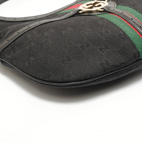 GUCCI Sherry Line Interlocking G GG Canvas Shoulder Bag black WS27942