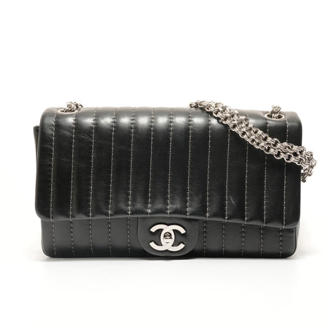 CHANEL Mademoiselle Silver Metal Chain 10 series Shoulder Bag black WS27943