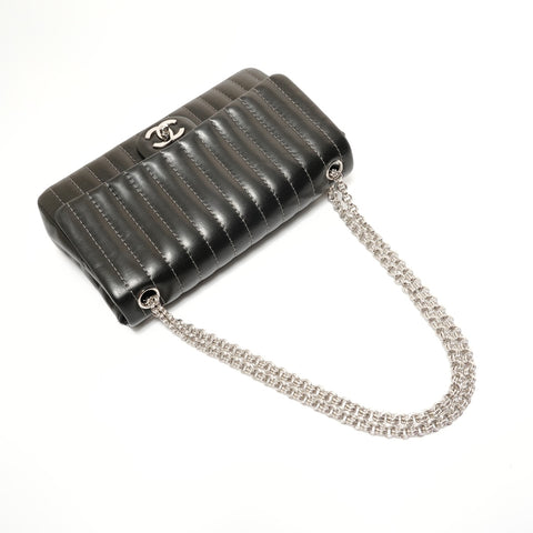 CHANEL Mademoiselle Silver Metal Chain 10 series Shoulder Bag black WS27943