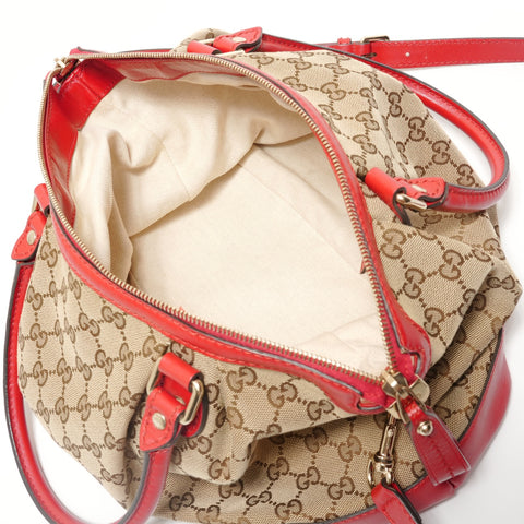 GUCCI GG canvas leather Handbag beige WS27945