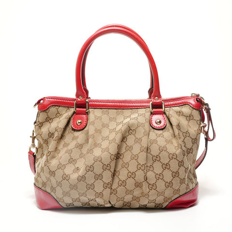 GUCCI GG canvas leather Handbag beige WS27945