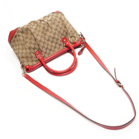 GUCCI GG canvas leather Handbag beige WS27945