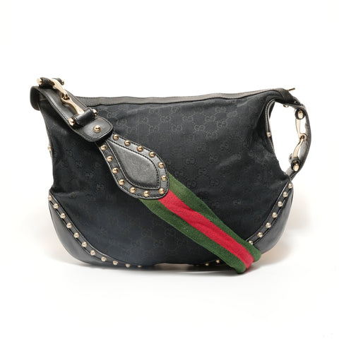 GUCCI GG canvas sherry line Shoulder Bag black WS27946