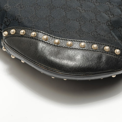 GUCCI GG canvas sherry line Shoulder Bag black WS27946