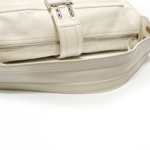 Christian Dior Leather one-belt flight line Shoulder Bag white WS27948