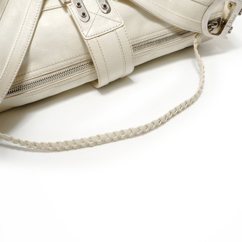 Christian Dior Leather one-belt flight line Shoulder Bag white WS27948