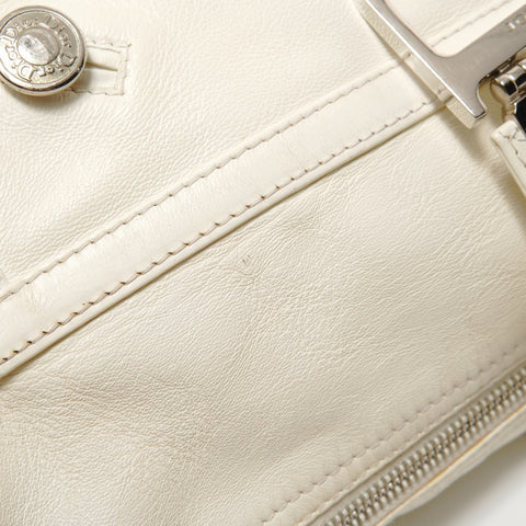Christian Dior Leather one-belt flight line Shoulder Bag white WS27948