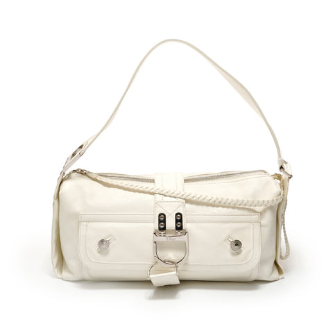 Christian Dior Leather one-belt flight line Shoulder Bag white WS27948