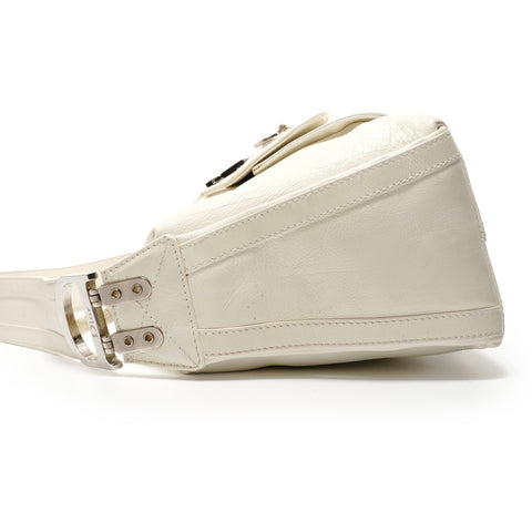 Christian Dior Leather one-belt flight line Shoulder Bag white WS27948