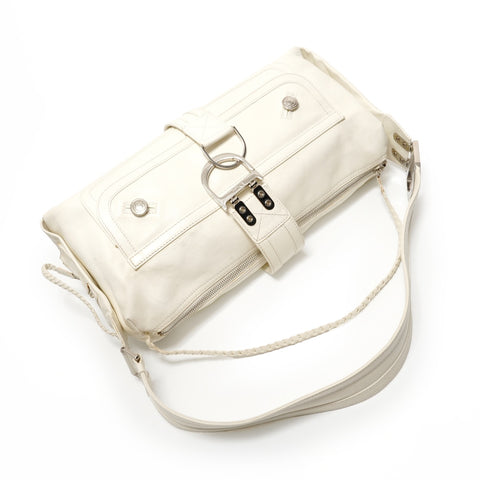 Christian Dior Leather one-belt flight line Shoulder Bag white WS27948