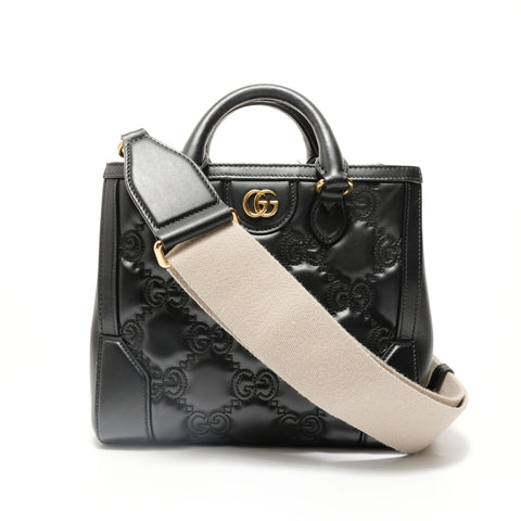 GUCCI GG Matelasse 2-Way Tote Bag Handbag black WS27950