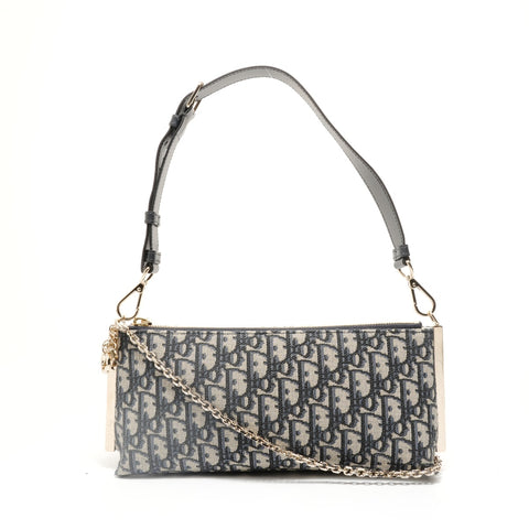 Christian Dior Trotter Canvas Shoulder Bag Navy WS27951